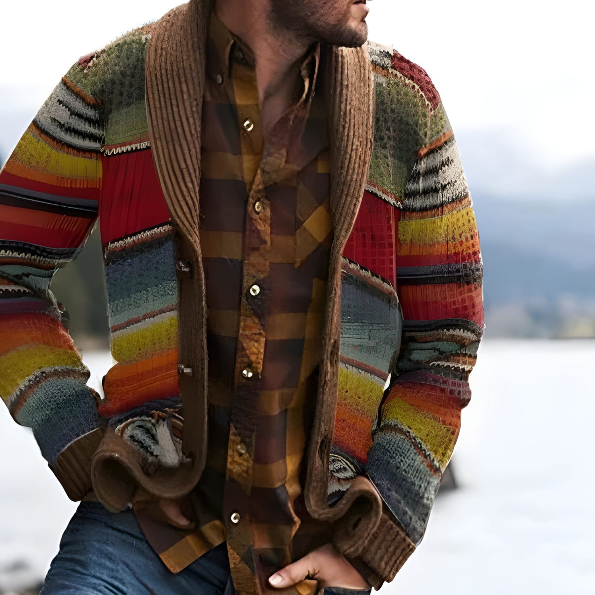 Men's Striped Cardigan Sweater | Cardigan Sweater