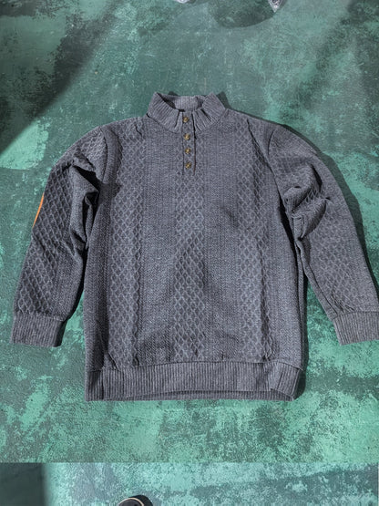 Men's Sweater with Stand Collar | Button Henley Knit