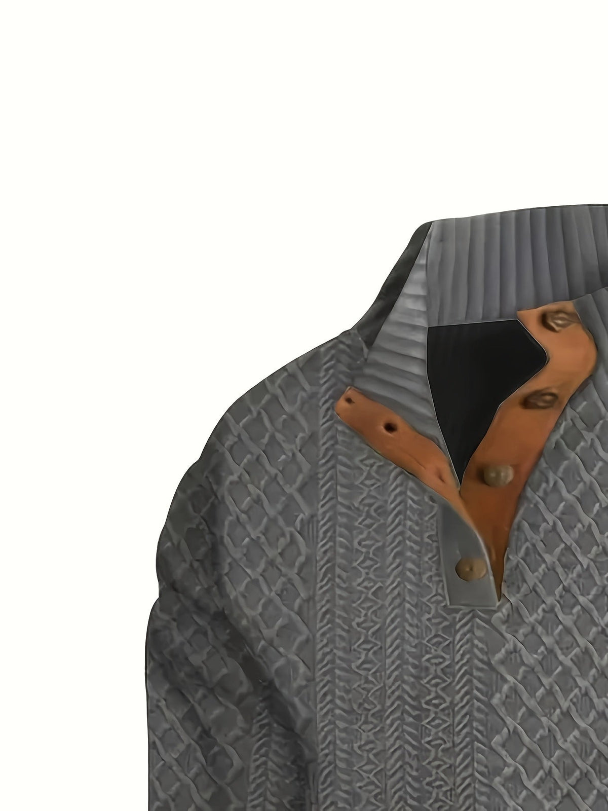 Men's Sweater with Stand Collar | Button Henley Knit