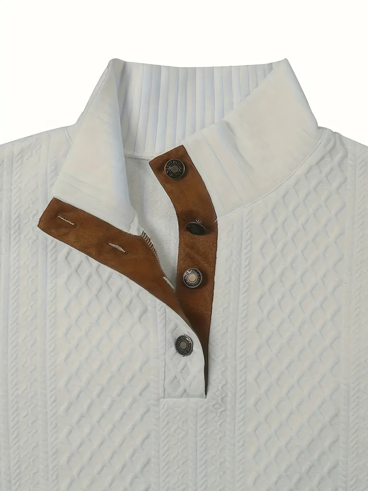 Men's Sweater with Stand Collar | Button Henley Knit