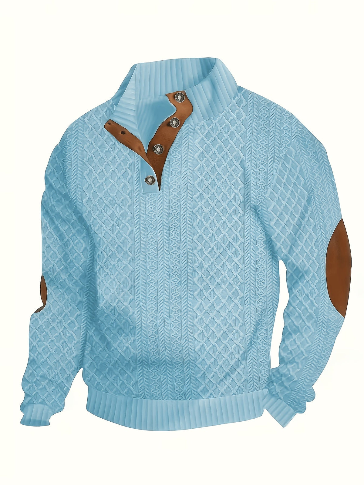 Men's Sweater with Stand Collar | Button Henley Knit