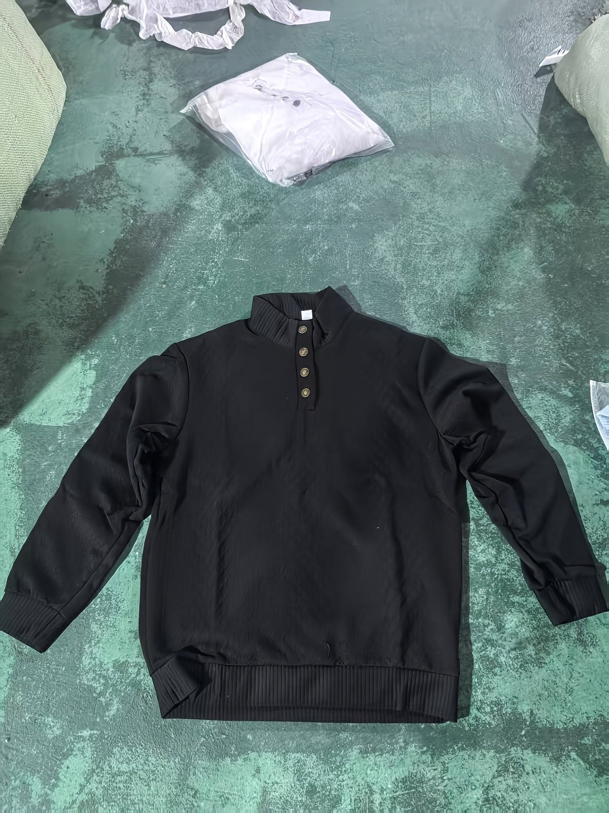 Men's Sweater with Stand Collar | Button Henley Knit