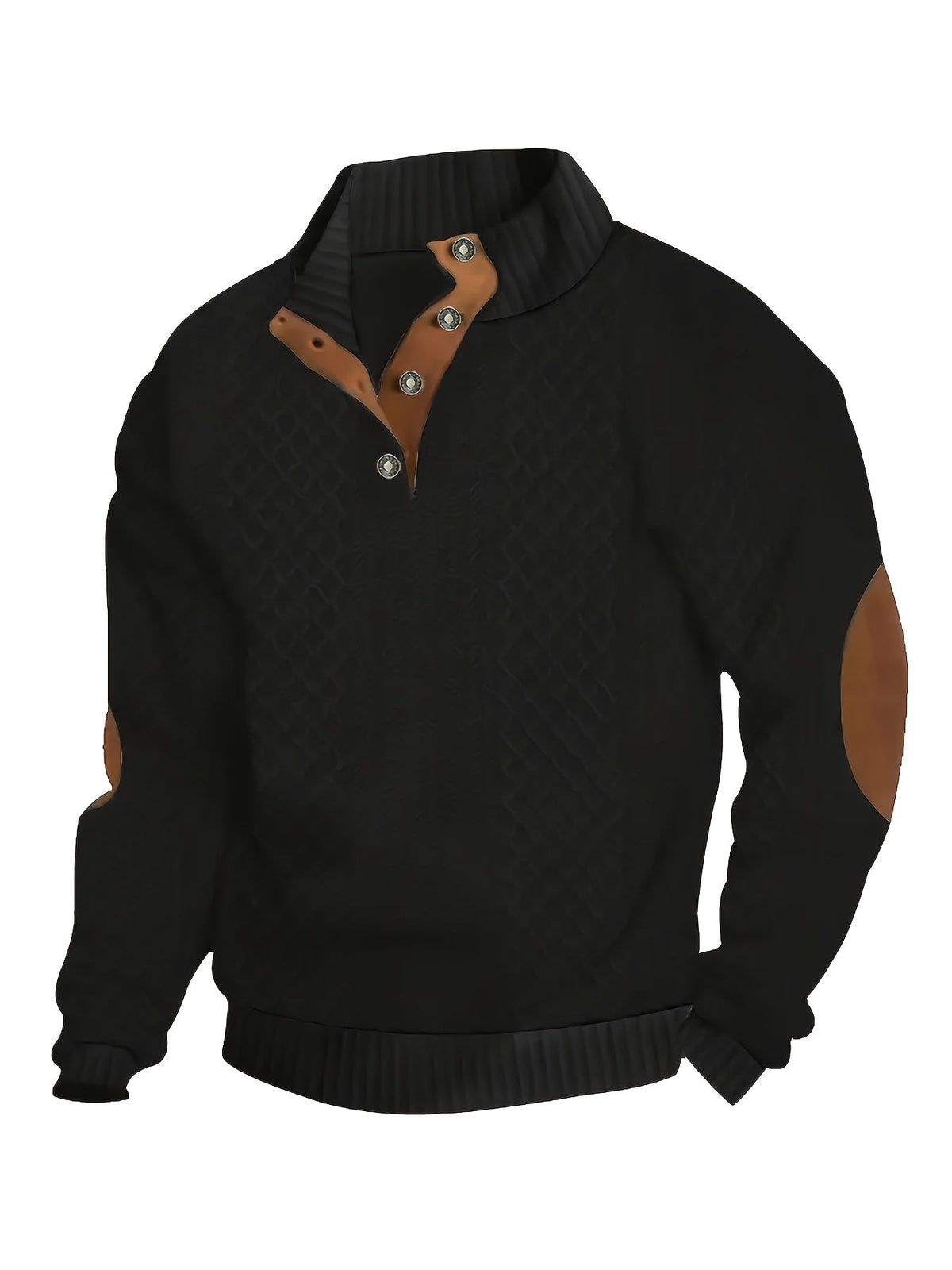 Men's Sweater with Stand Collar | Button Henley Knit