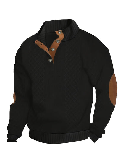 Men's Sweater with Stand Collar | Button Henley Knit