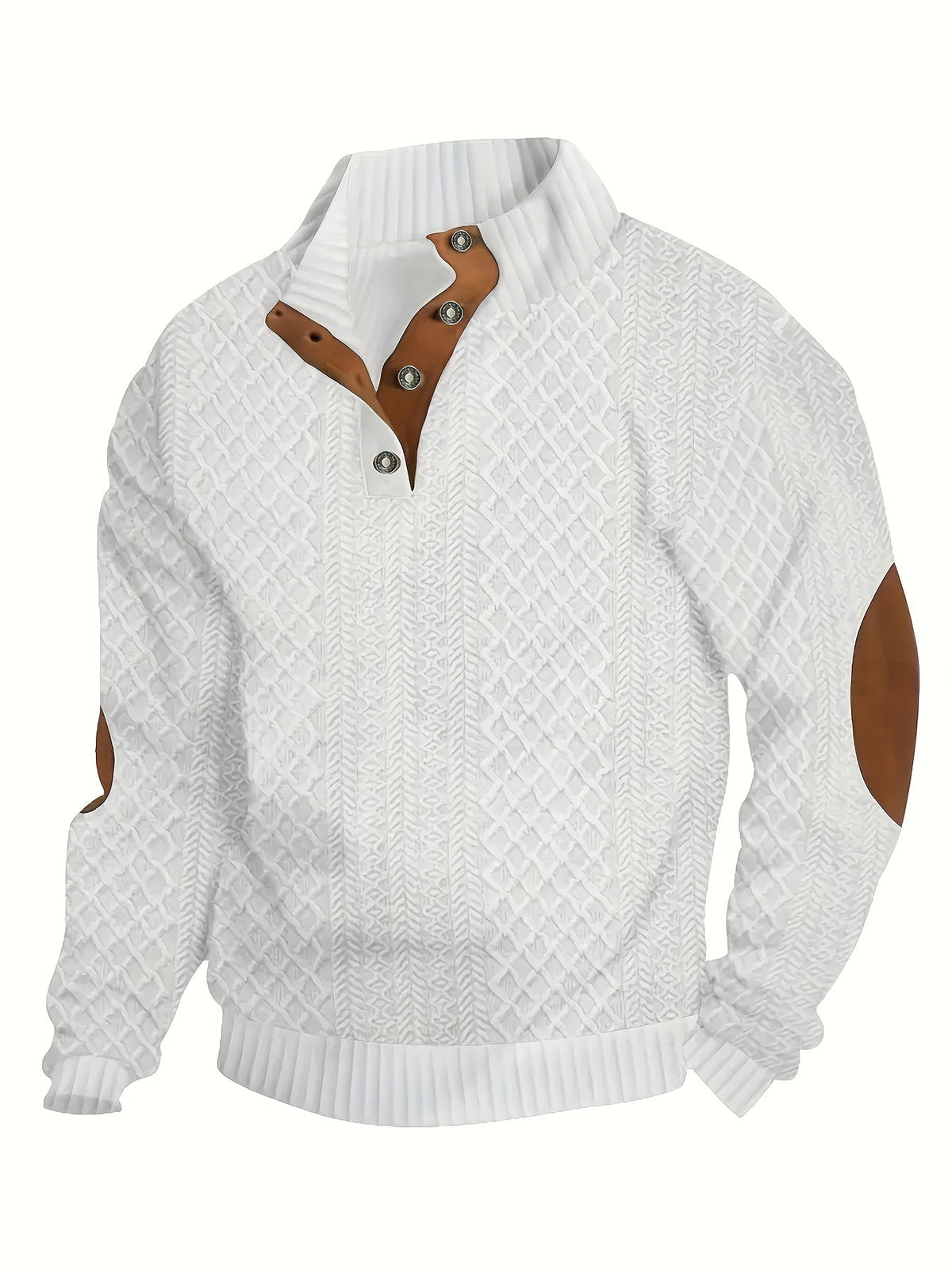 Men's Sweater with Stand Collar | Button Henley Knit