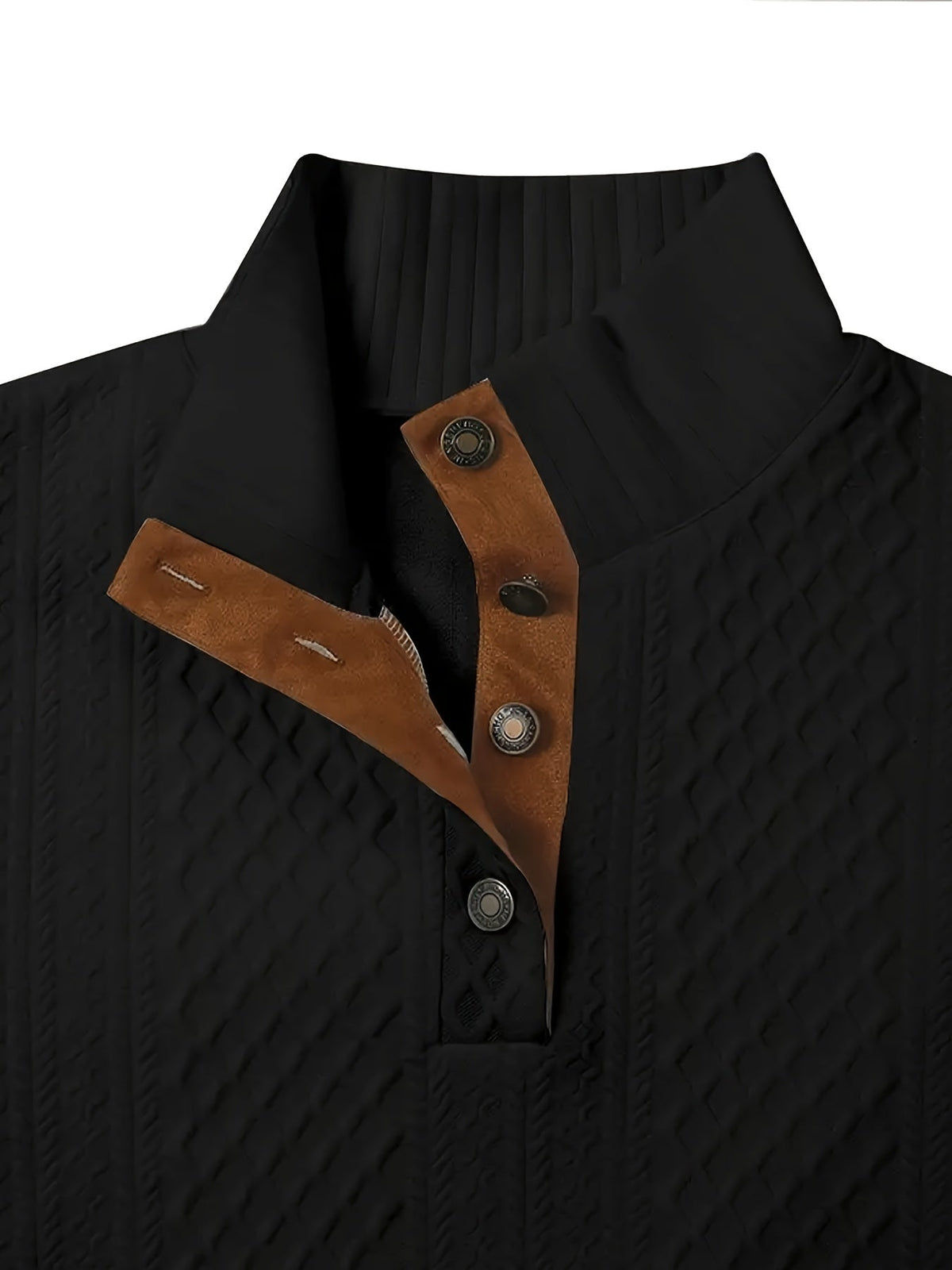 Men's Sweater with Stand Collar | Button Henley Knit