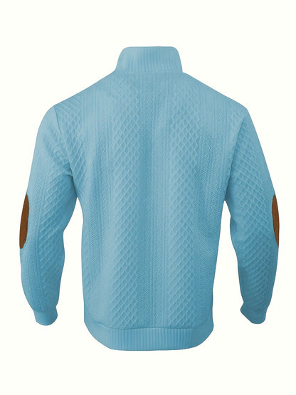 Men's Sweater with Stand Collar | Button Henley Knit