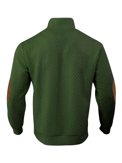 Men's Sweater with Stand Collar | Button Henley Knit