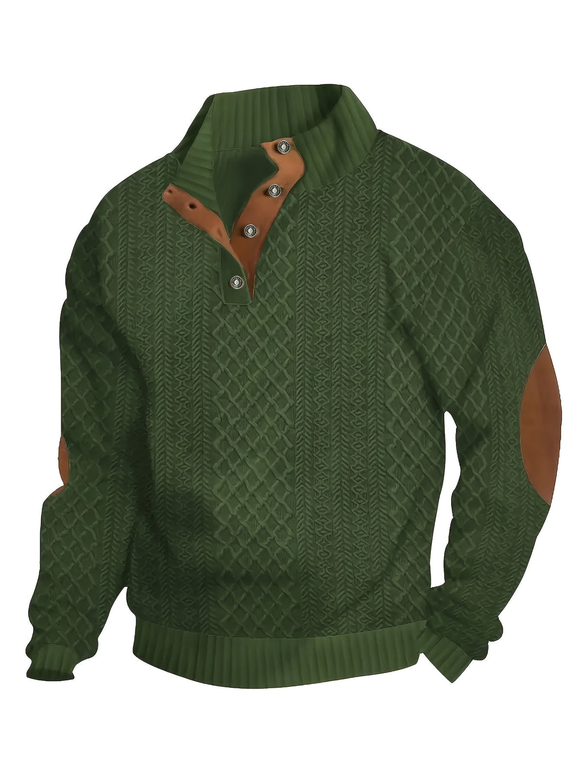 Men's Sweater with Stand Collar | Button Henley Knit