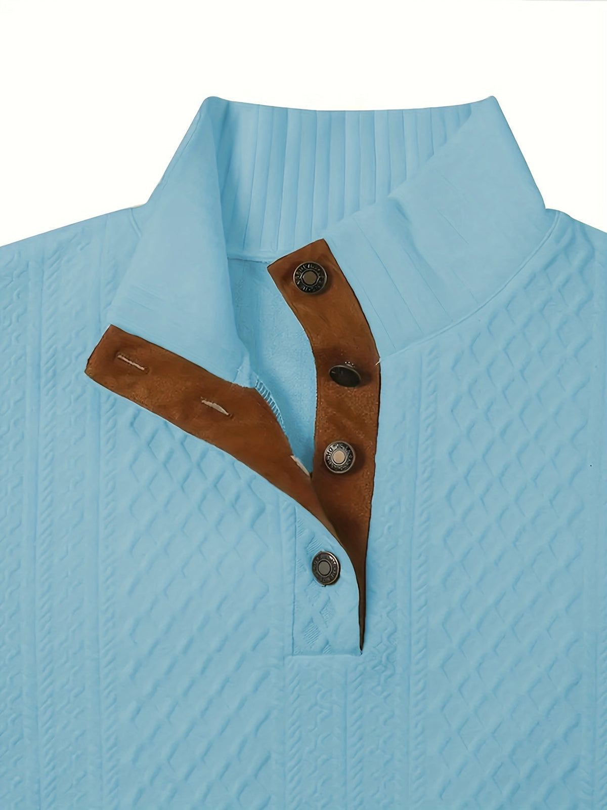 Men's Sweater with Stand Collar | Button Henley Knit