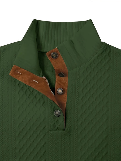Men's Sweater with Stand Collar | Button Henley Knit