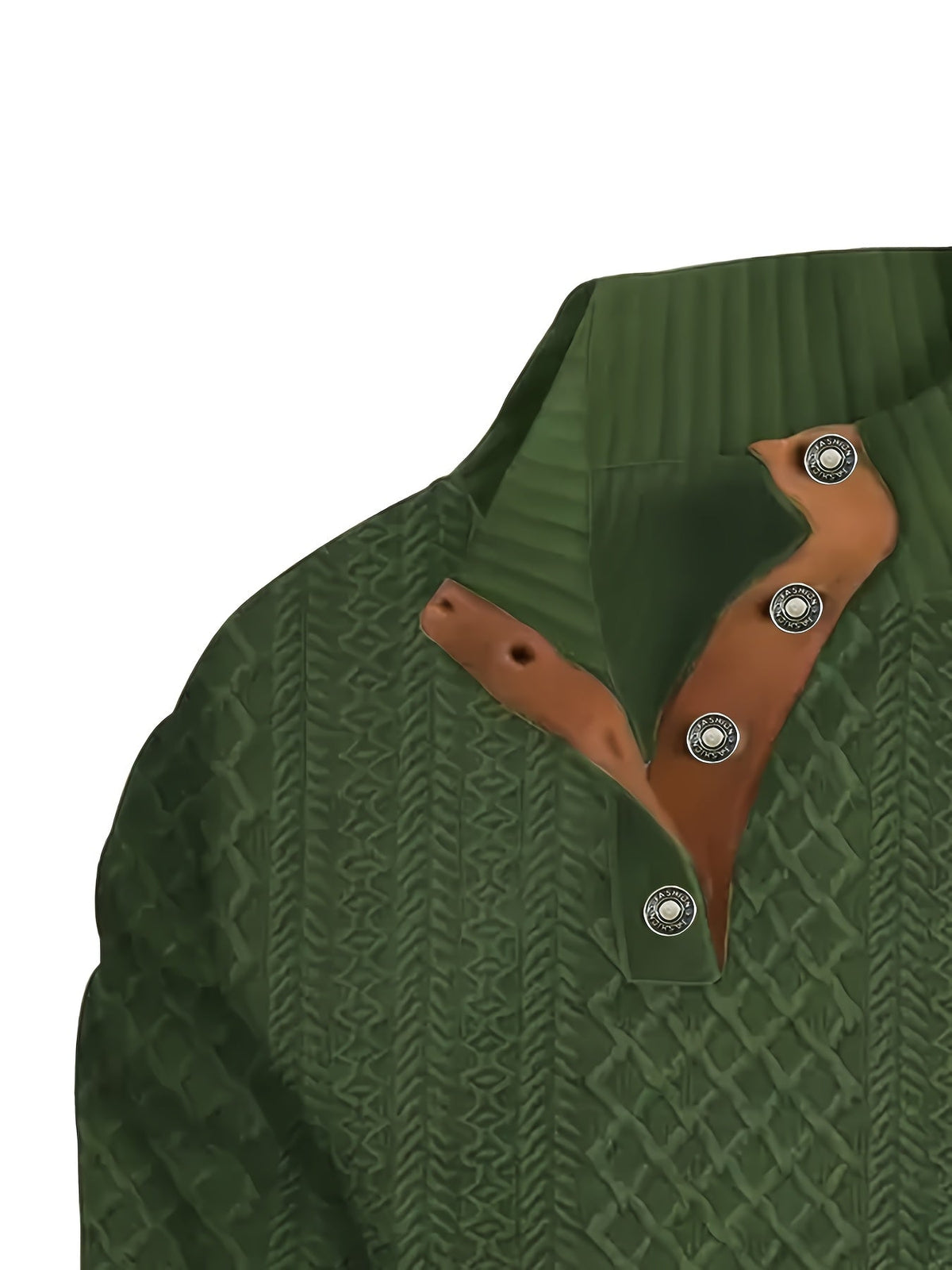 Men's Sweater with Stand Collar | Button Henley Knit