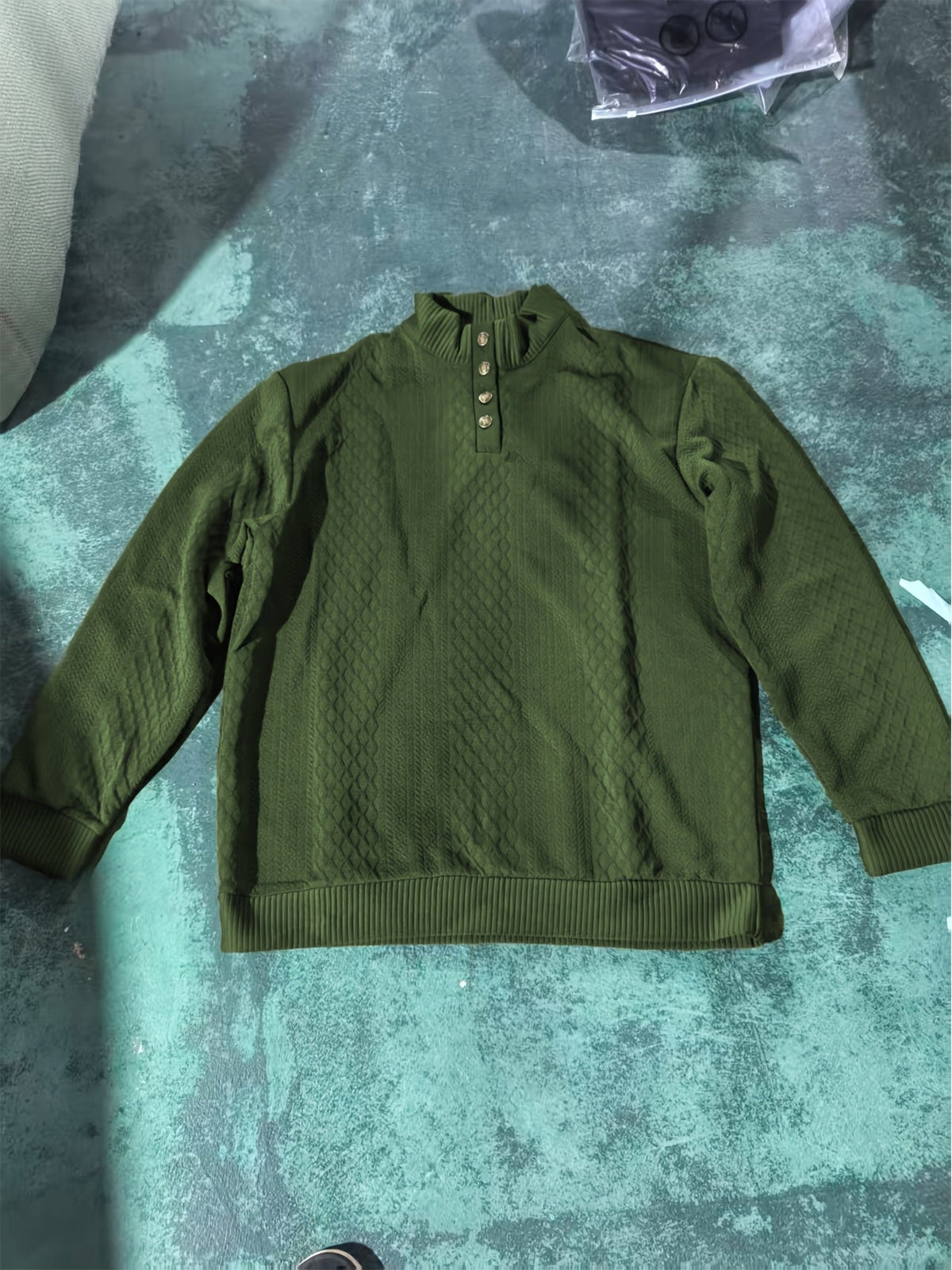 Men's Sweater with Stand Collar | Button Henley Knit