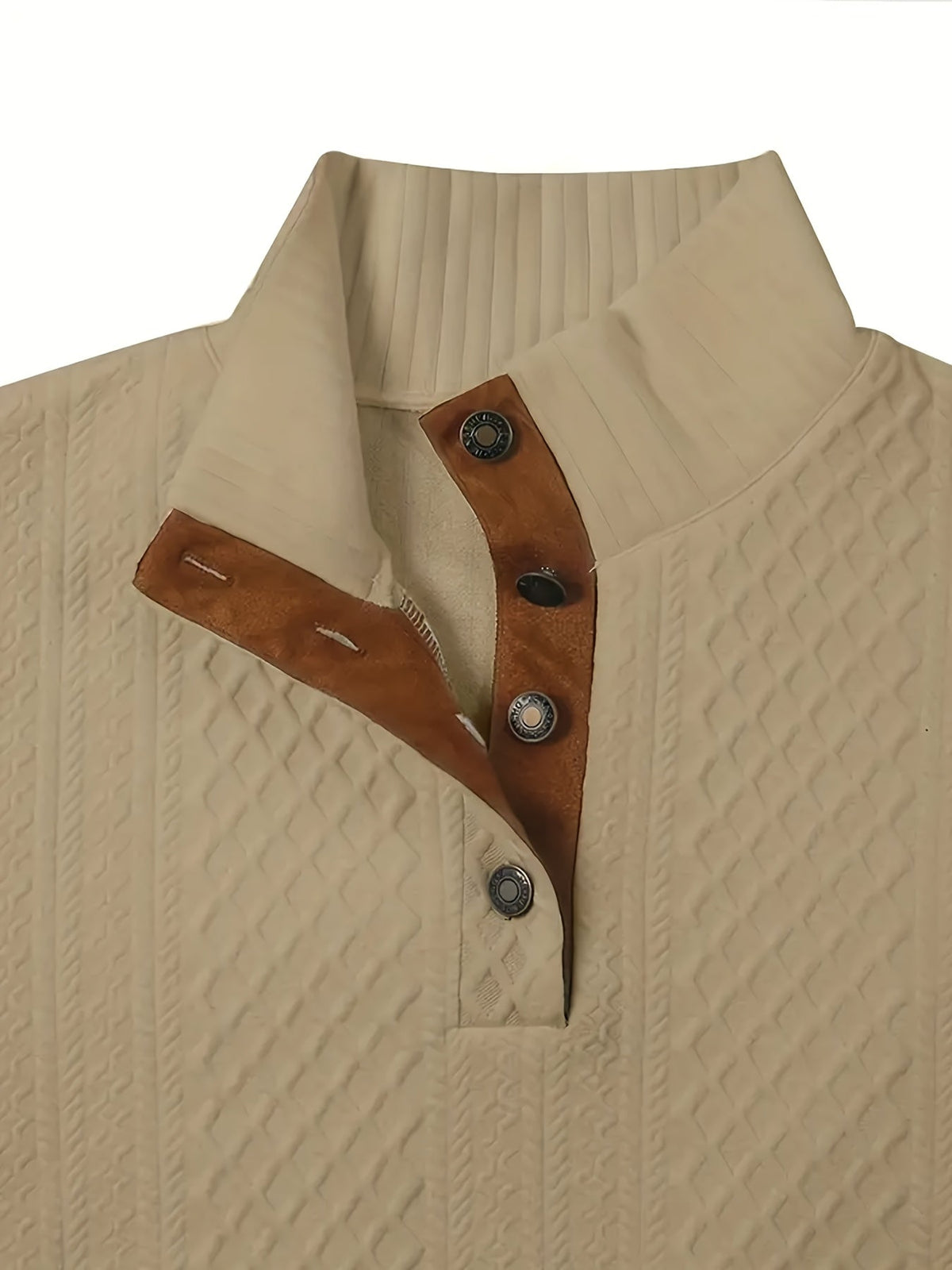 Men's Sweater with Stand Collar | Button Henley Knit