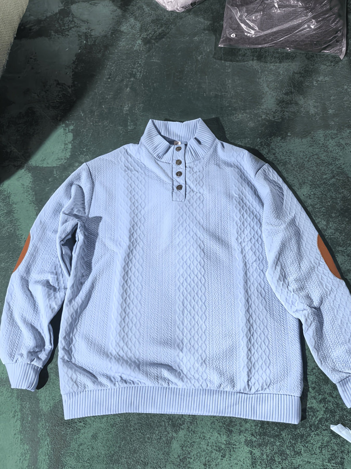 Men's Sweater with Stand Collar | Button Henley Knit