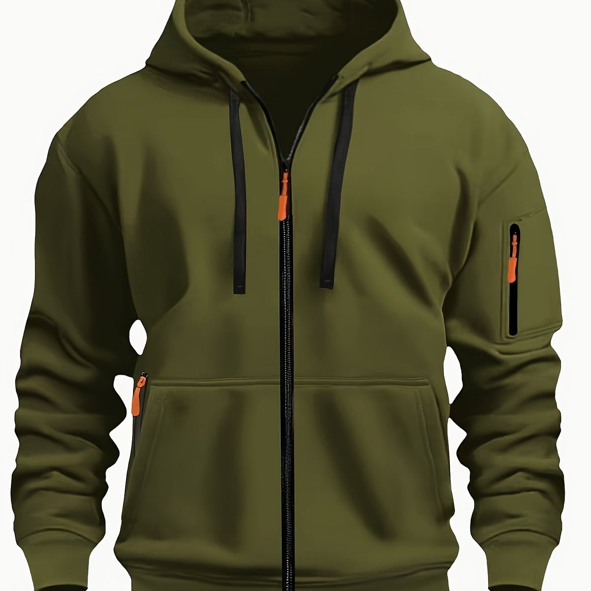 Men's Sweatshirt With Pockets | Casual Hoodie - Army Green