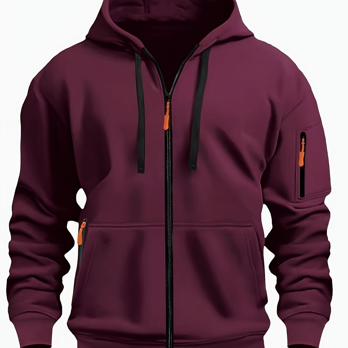 Men's Sweatshirt With Pockets | Casual Hoodie - Burgundy