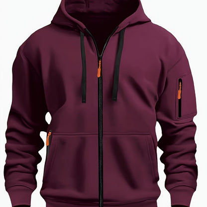 Men's Sweatshirt With Pockets | Casual Hoodie - Burgundy
