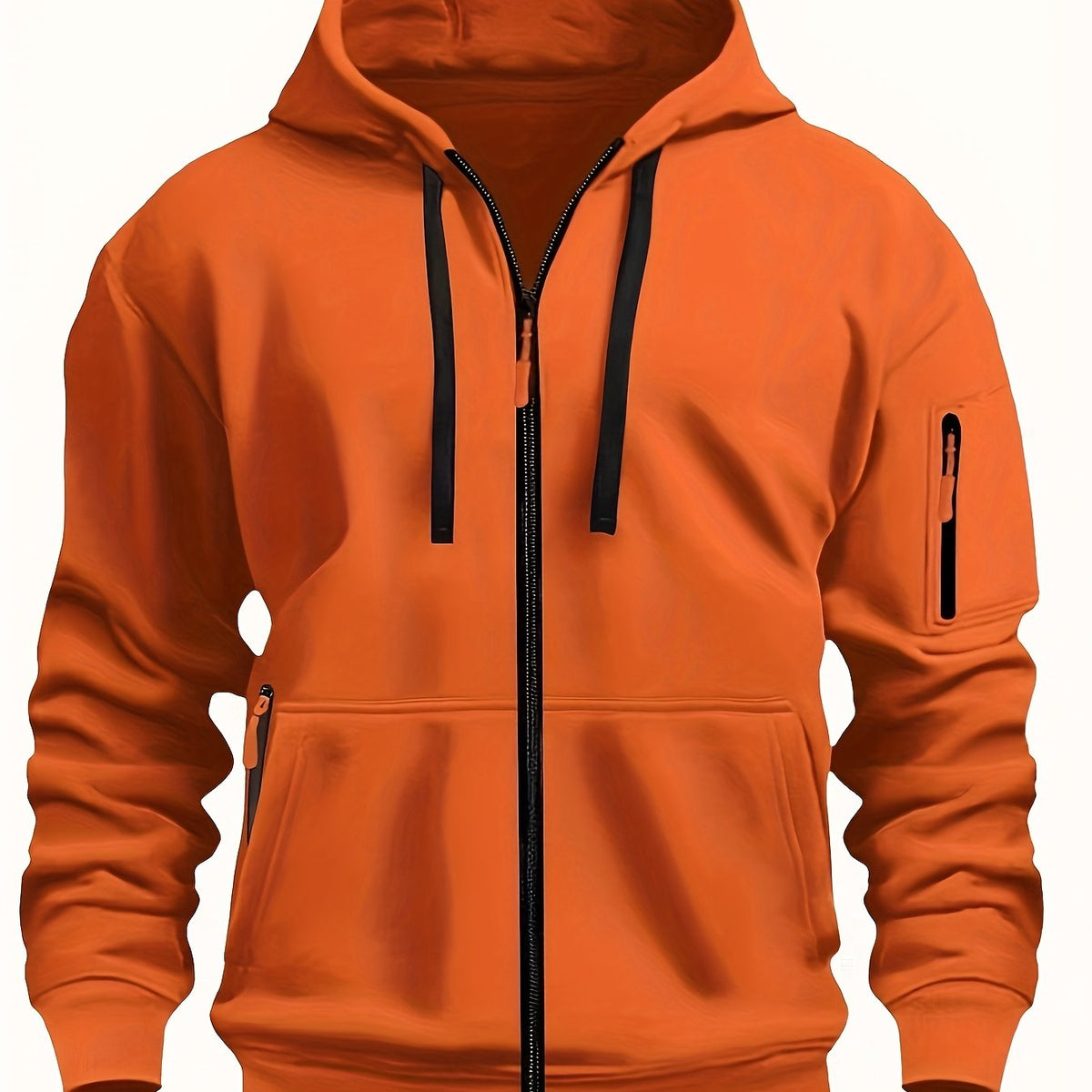 Men's Sweatshirt With Pockets | Casual Hoodie - Orange Red