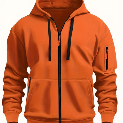 Men's Sweatshirt With Pockets | Casual Hoodie - Orange Red