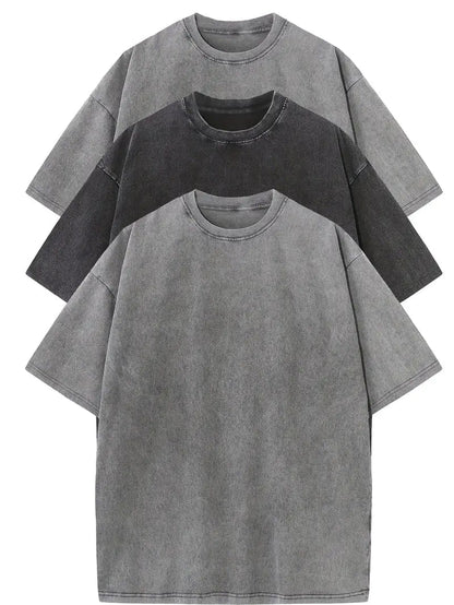 Men's T-Shirts 3-Pack Oversized | Casual Clothing Sets - 2 Gray | 1 Zwart