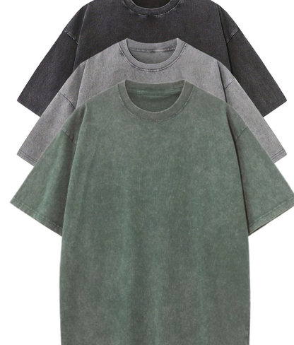 Men's T-Shirts 3-Pack Oversized | Casual Clothing Sets - Zwart | Grijs | Groen