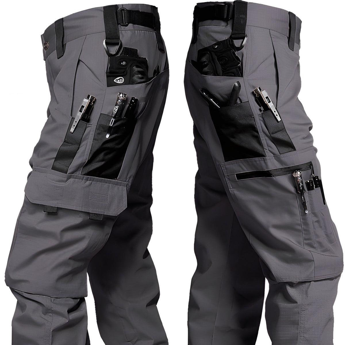 Men's Tactical Cargo Pants | Multi-Pocket Work Trousers - Gray