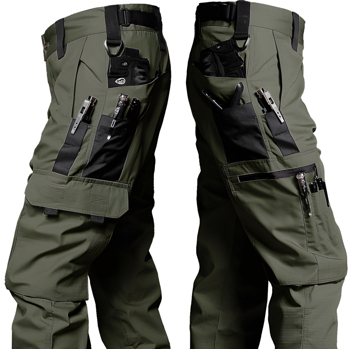 Men's Tactical Cargo Pants | Multi-Pocket Work Trousers - Green