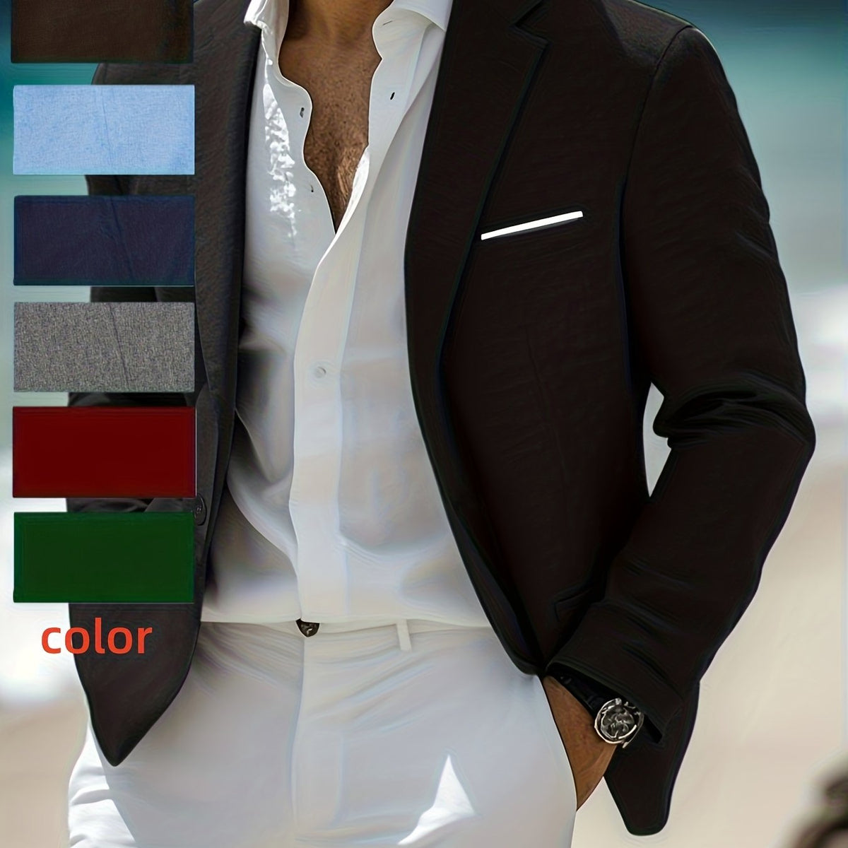 Men's Tailored Blazer | Notch Lapel Sport Coat - Black