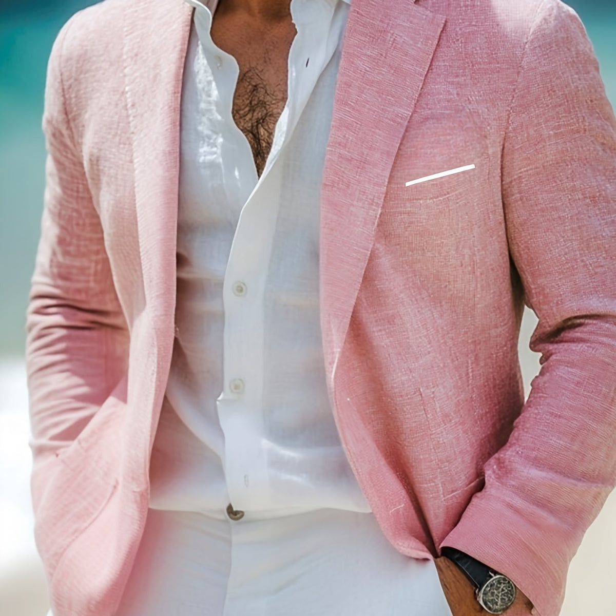 Men's Tailored Blazer | Notch Lapel Sport Coat - Peach