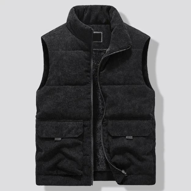 Men's Vest for Work with Stand Collar | Gilet Vest - Black