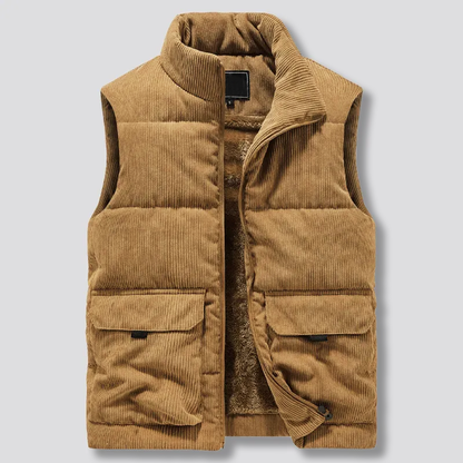 Men's Vest for Work with Stand Collar | Gilet Vest - Brown