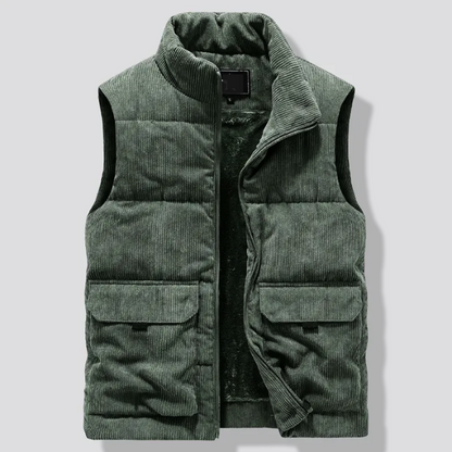 Men's Vest for Work with Stand Collar | Gilet Vest - Green