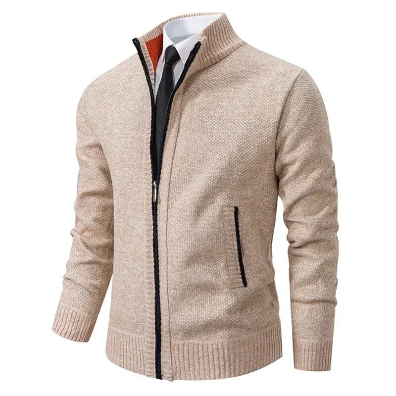 Men's Vest | Half-Zip Front with Side Pockets - Beige