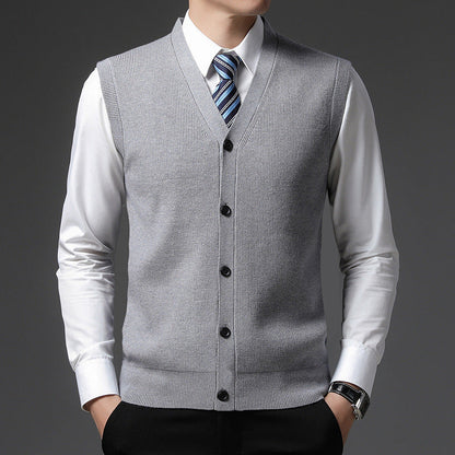 Men's Vest V-Neck Button Closure | Sleeveless Slim Fit - Gray