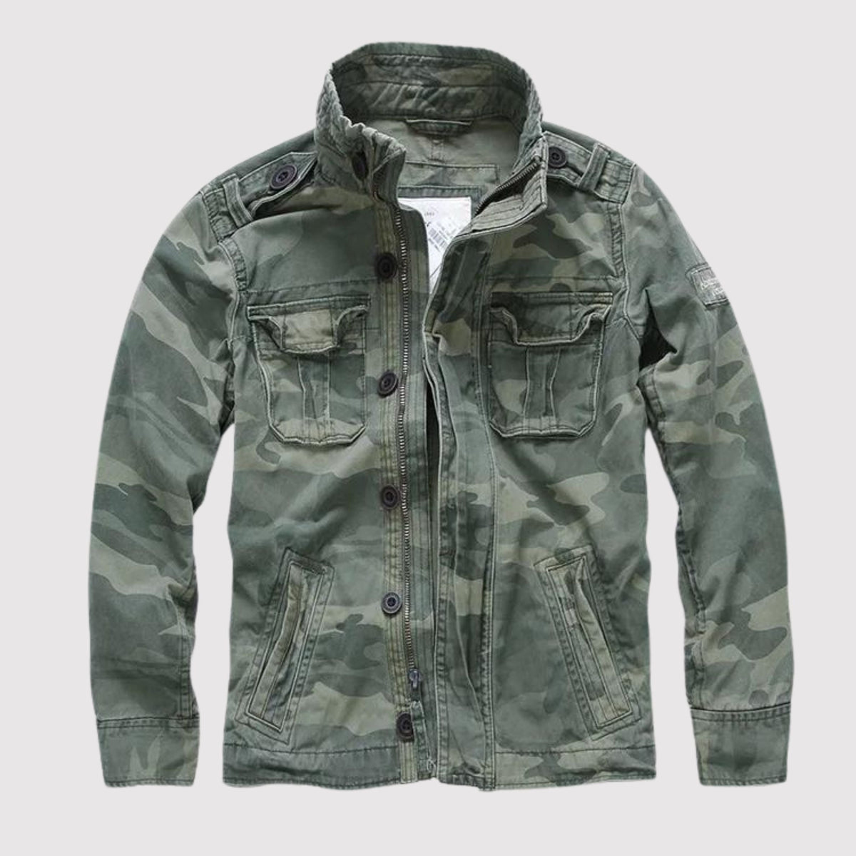 Men's Vintage Tactical Jacket | Military-Inspired Overshirt - Army Green