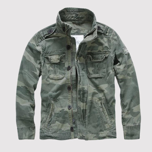 Men's Vintage Tactical Jacket | Military-Inspired Overshirt - Army Green