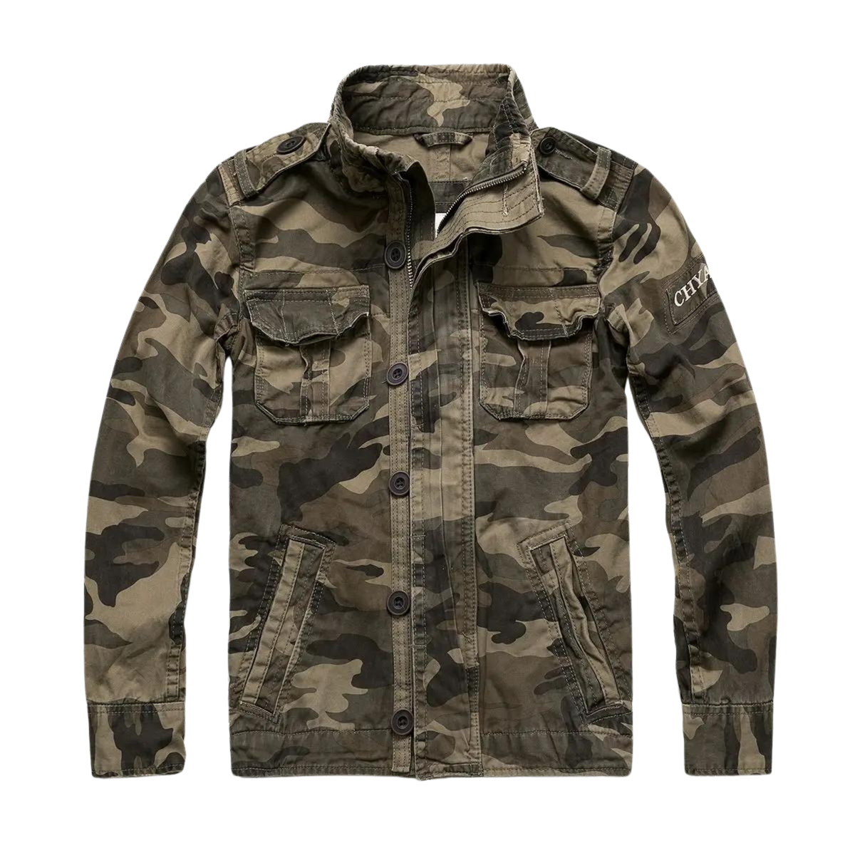 Men's Vintage Tactical Jacket | Military-Inspired Overshirt - Brown