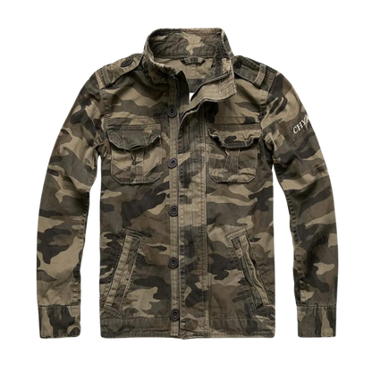 Men's Vintage Tactical Jacket | Military-Inspired Overshirt - Brown