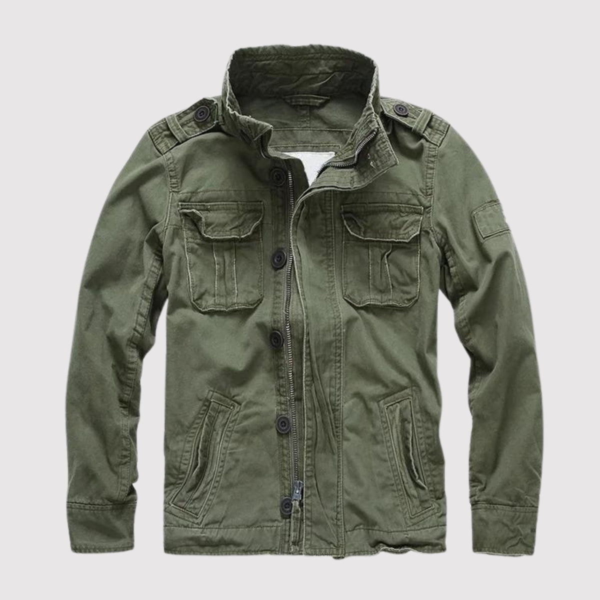 Men's Vintage Tactical Jacket | Military-Inspired Overshirt - Green