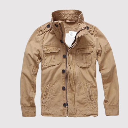Men's Vintage Tactical Jacket | Military-Inspired Overshirt - Khaki