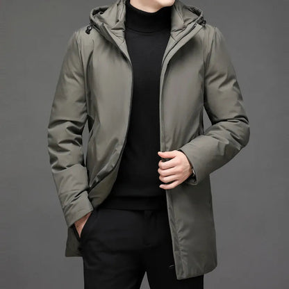 Men's Waterproof Hooded Coat | Zip-Up Regular Fit Jacket - Green