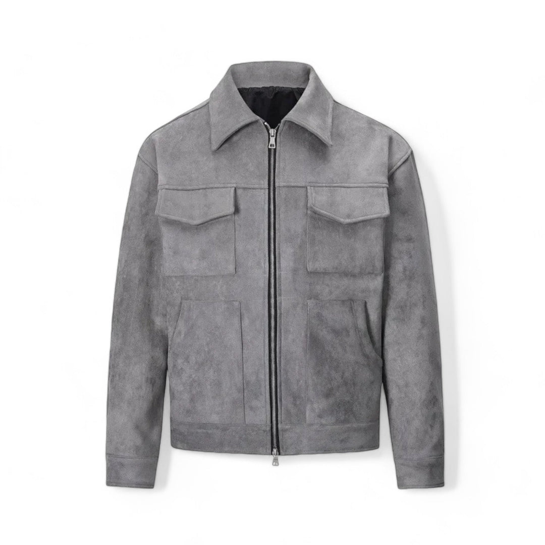 Men's Zip Jacket with Chest Pockets | Modern Casual Jacket - Gray