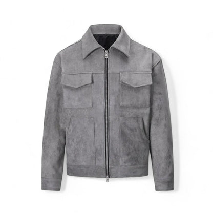 Men's Zip Jacket with Chest Pockets | Modern Casual Jacket - Gray