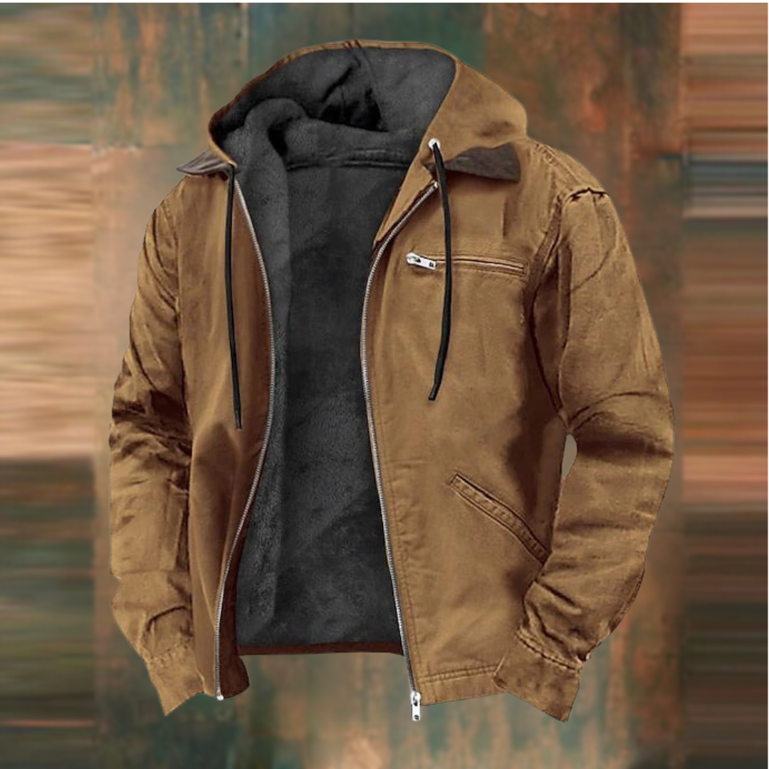 Men's Zip-Up Mid-Length Coat | Multi-Pocket Regular Fit Jacket