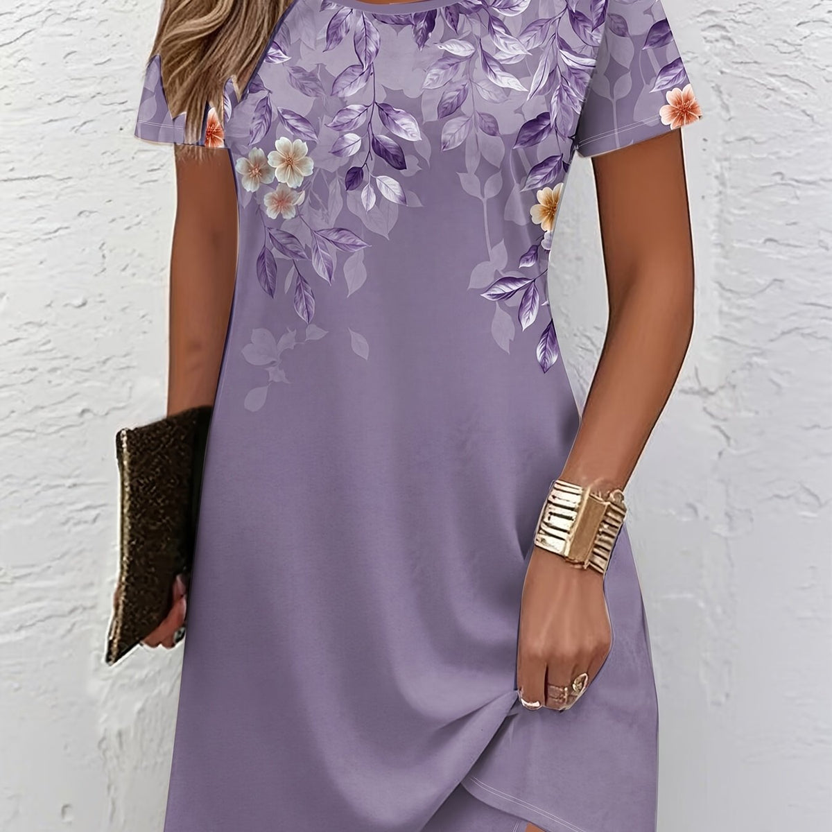 Women's A Line Dress with Sleeves | Casual Dress - Light Purple