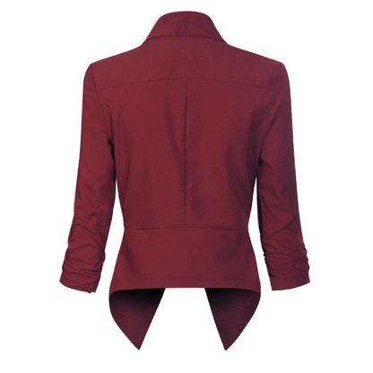Women's Blazer | Open-Front Draped Long Blazer for Work