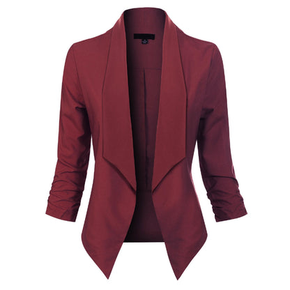 Women's Blazer | Open-Front Draped Long Blazer for Work