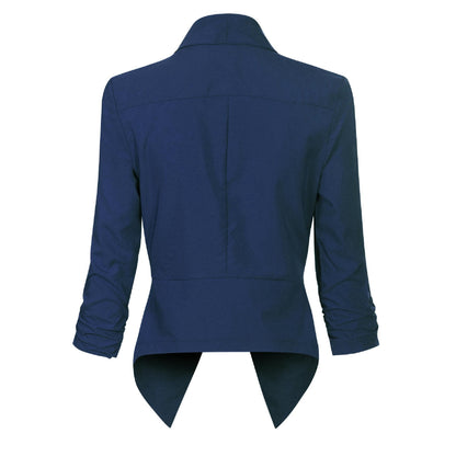 Women's Blazer | Open-Front Draped Long Blazer for Work