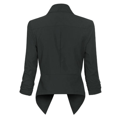 Women's Blazer | Open-Front Draped Long Blazer for Work